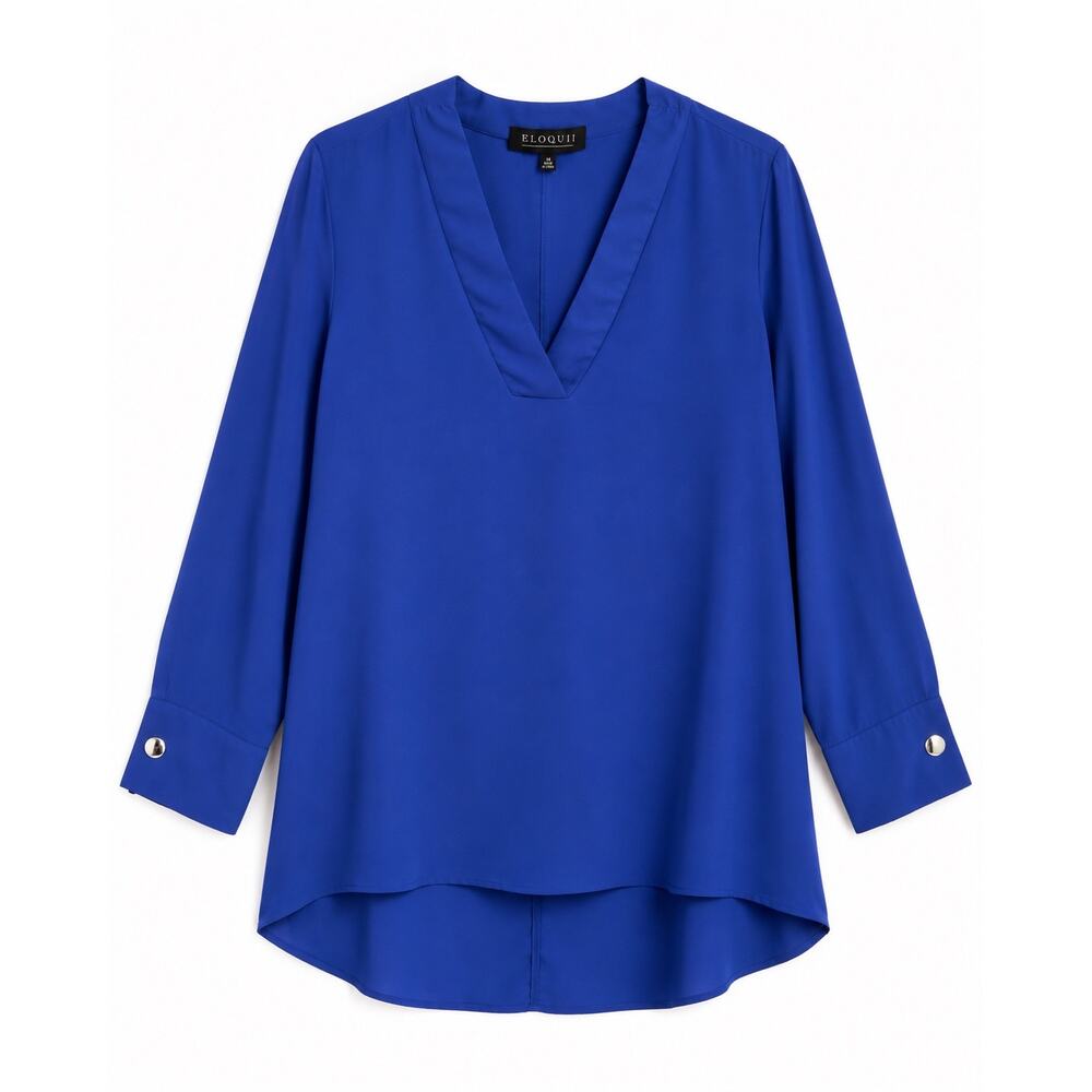 ELOQUII Women’s Size 14 Cobalt Blue High-Low Tunic Blouse